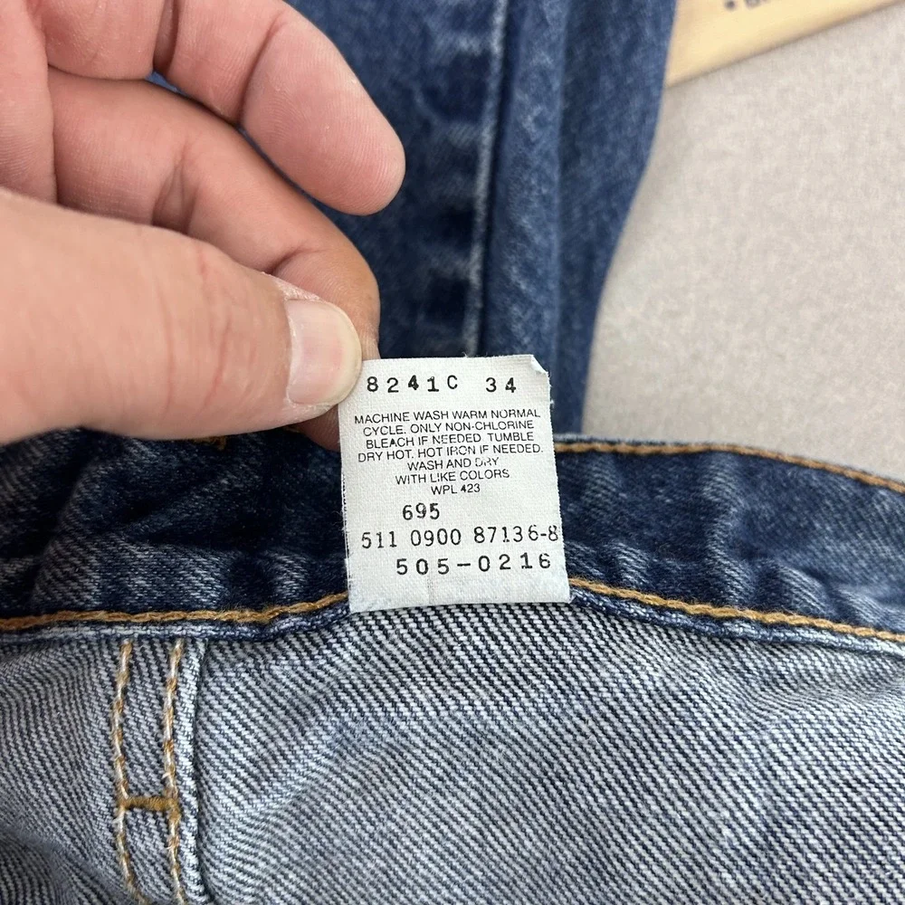 Vtg Levis 505 Jeans Mens 40x30 38x30 Blue Denim Regular Fit Straight Leg USA 90s